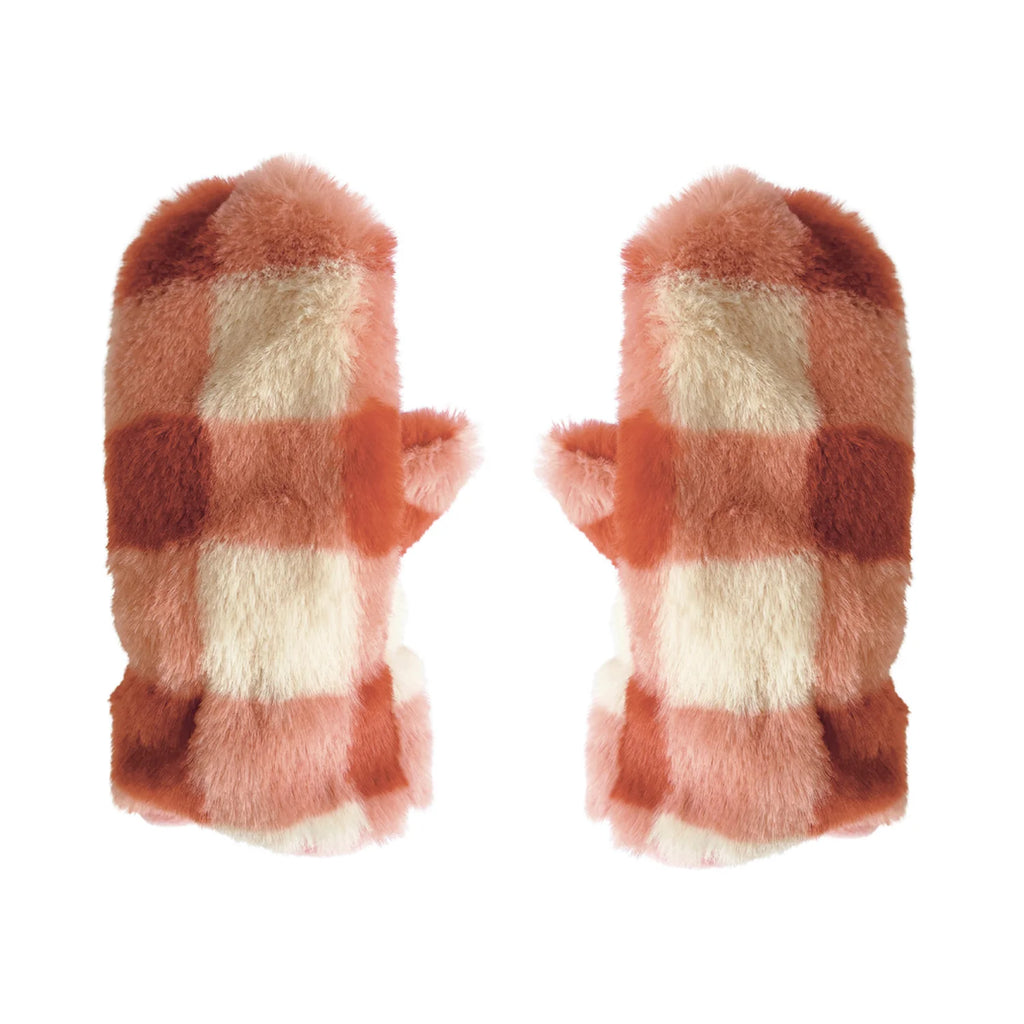 Coral Checkered Mittens