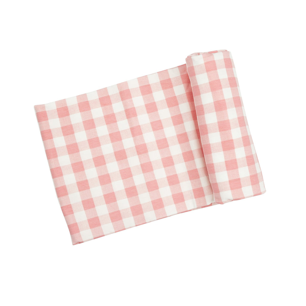 Pink Gingham Bamboo Swaddle