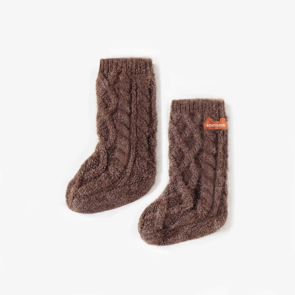 Brown Cable Knit Slippers
