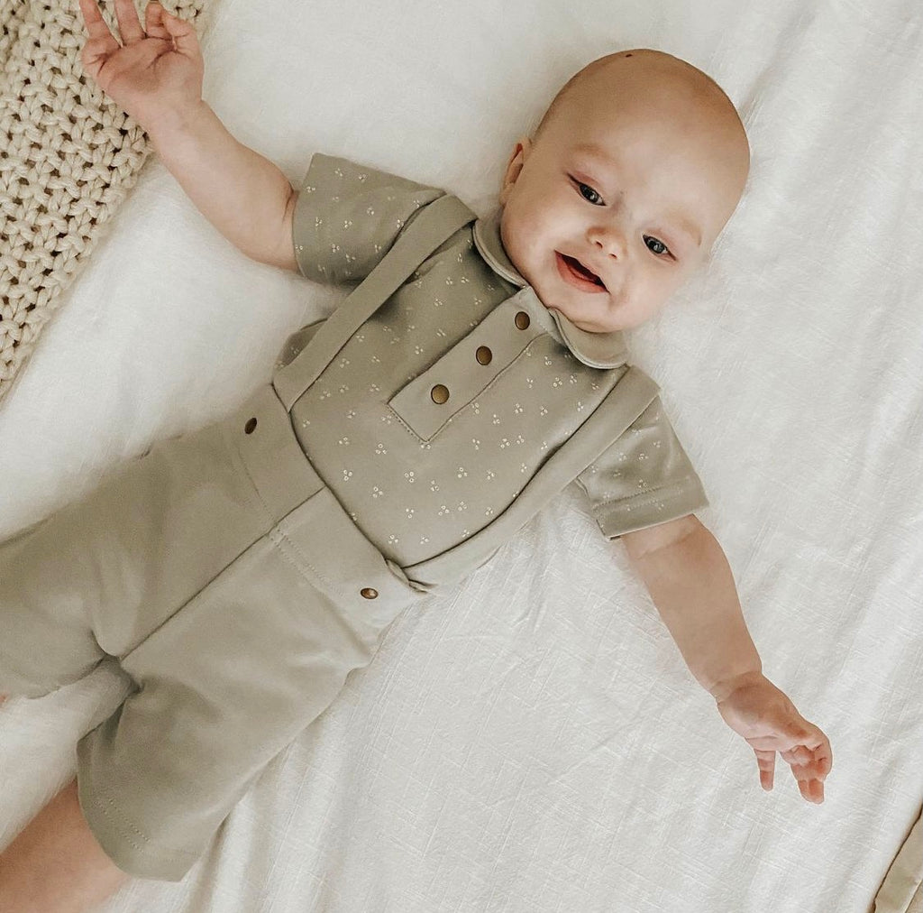 Polo Collar Onesie - Fern Dots