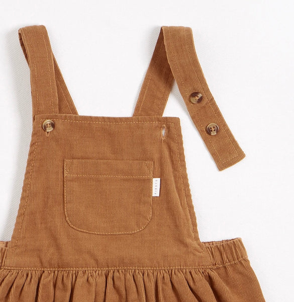 Golden Brown Overall Dress Set | Little Bee Boutique