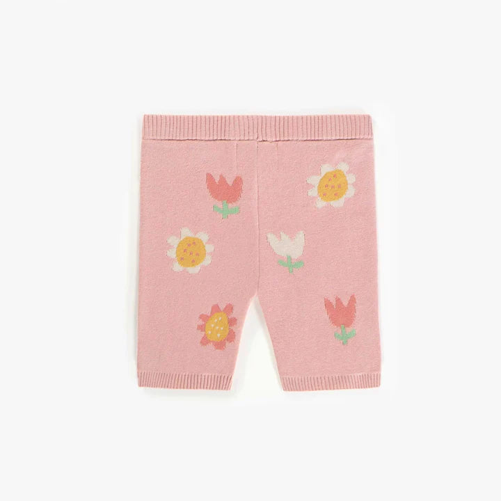 Pink Knitted Flower Shorts