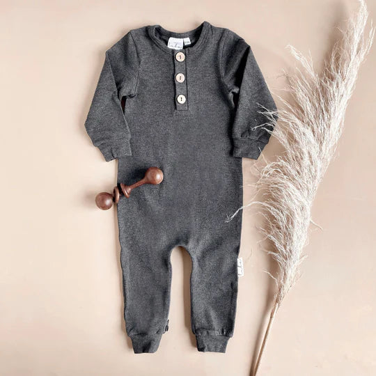 Charcoal Ribbed Romper